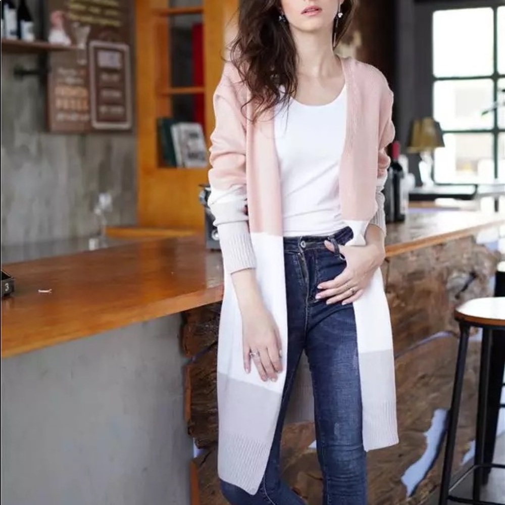 GRACEY’S / Color Block Oversized Pullover Cardigan - Picture 3 of 6